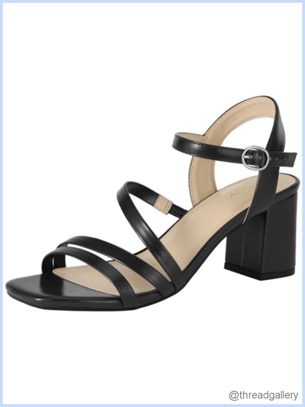 Women's Chunky Block Strappy Heeled Sandals Square Open Toe Mid Heels